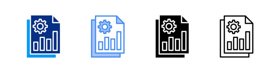 Data Multiple Style Icon Set Vector