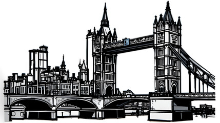 Obraz premium Tower Bridge in London UK cut out and isolated on transparent white background