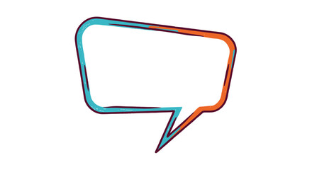 Fototapeta premium Hand drawn speech bubble with blue and orange outlines and textured edges for creative communication and messaging.