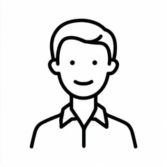 Obraz premium Hand Drawn Male Customer Service Agent Black and White Avatar Illustration in Minimal Line Art Style Design