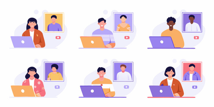 Diverse group participating in a virtual meeting or video conference call