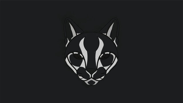 Stylized Cat Face Emblem with Striking White Markings.