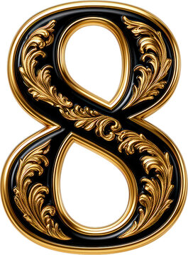 Numero 8, dorada, marco, adorno, decoraciones, designio, arte, vector, antique, floral, ilustraci&oacute;n, metal, antig&uuml;edad, flor, elemento, viejo, decoraci&oacute;n, barroco, estilo, con textura, remolino, arcen