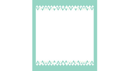 simple square frame with a light green background features a geometric border of white and dark green triangles for modern graphic projects.