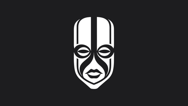 Stylized African Tribal Mask with Bold Lines.