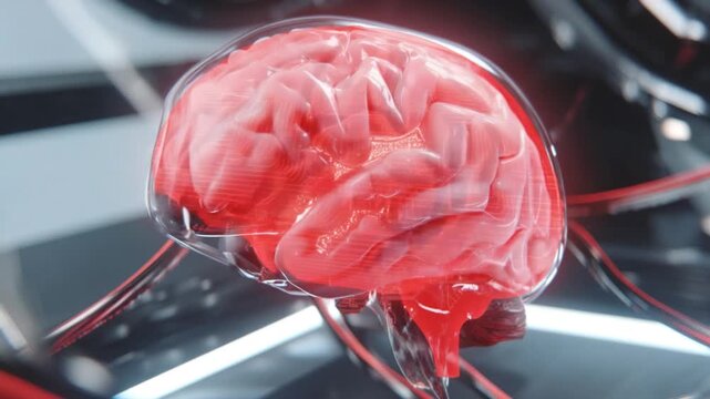 Realistic 3D Model of Human Brain in Transparent Design Aesthetic