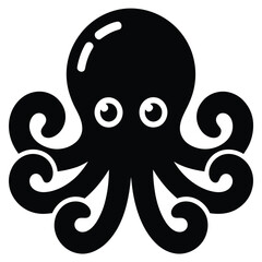 Funny cartoon octopus vector illustration with decorative tribal floral swirl design elements © Avoy