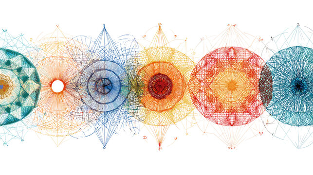 International Day of Mathematics Colorful Mandala Geometric Pattern Education Vector