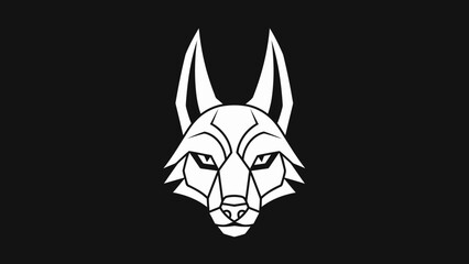 Fototapeta premium Stylized Geometric Wolf Head Emblem on Black Background.