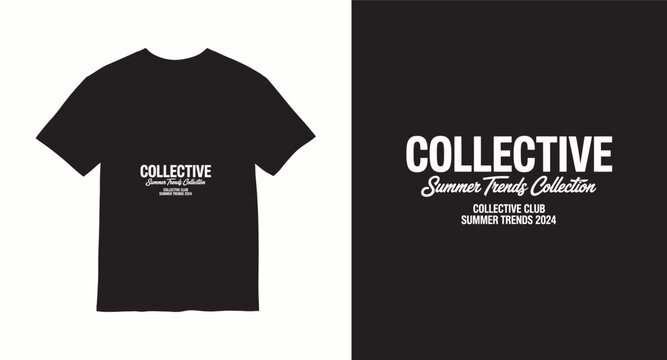 Minimalist collective summer trends collection typography t-shirt design for modern streetwear and fashion