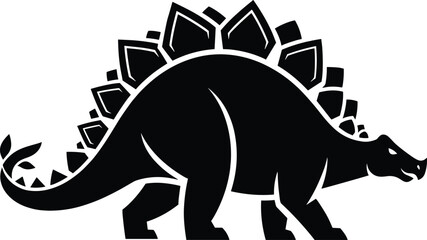 Stegosaurus Dinosaur Silhouette Isolated on White Background, Prehistoric Jurassic Reptile Illustration with Detailed Plates and Spiked Tail for Educational, Wildlife, and Design Projects © Moklesur