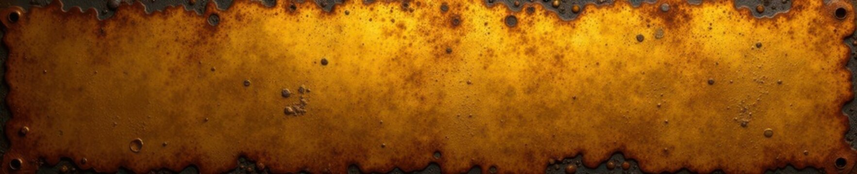 Oxidized gold steel plate, showing years of wear , surface, macro