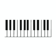 Naklejka premium Minimalist black and white illustration of a segment of piano keys on a white background