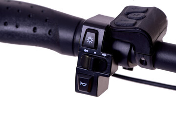Black handlebar with control panel and switches