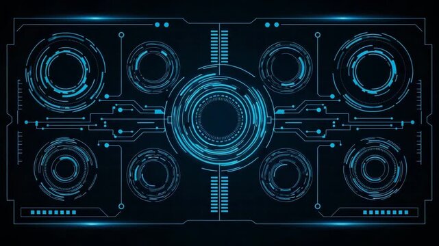 Futuristic digital interface with glowing blue elements
