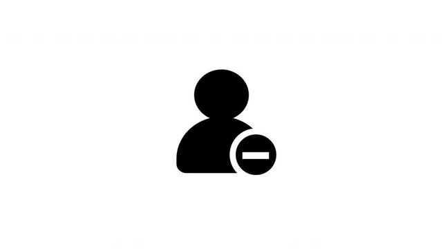 Animated Remove User Icon with Minus Sign for Account Deletion and Member Removal black on white background
