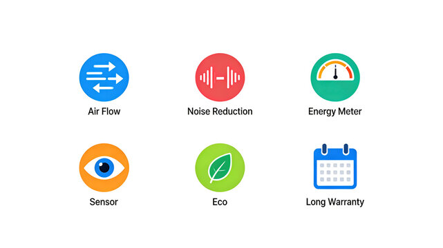 Airflow circulation, noise reduction and energy saving, intelligent sensing, long warranty, environmentally friendly and durable household appliances, promoting smart household appliances.
