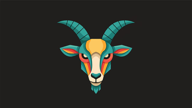 Stylized Goat Head with Vibrant Colors and Intricate Details.
