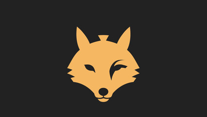 Fototapeta premium Stylized Golden Fox Head Logo Design.