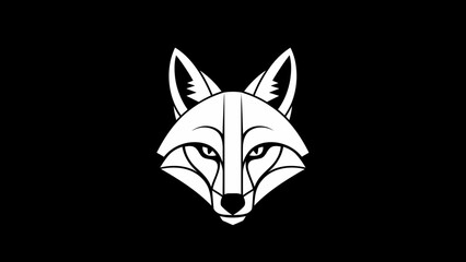 Fototapeta premium Stylized White Fox Head Illustration on Black Background.