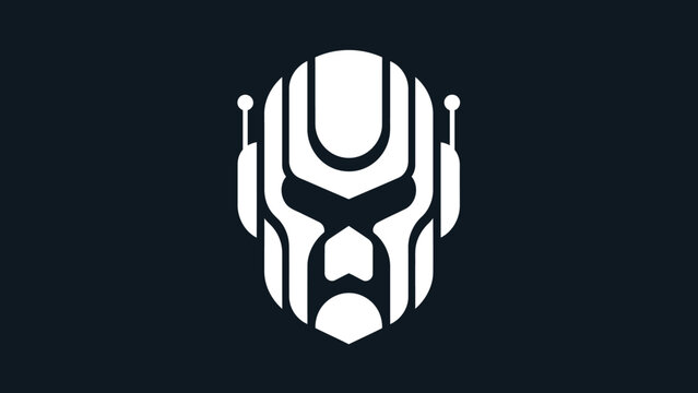 Stylized Robot Head Icon Minimalist Design.