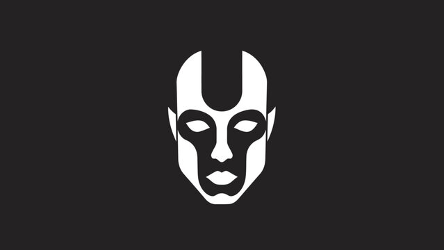 Stylized White Human Face with Dark Accents on Black.