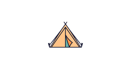 Vector illustration of a single orange tent © Lipi