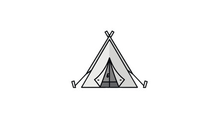 Vector camping tent icon, minimalist design © Lipi