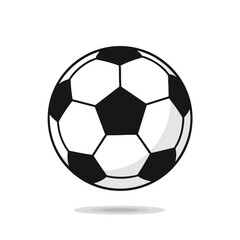 Obraz premium A classic black and white soccer ball, rendered in a flat graphic style, casting a shadow