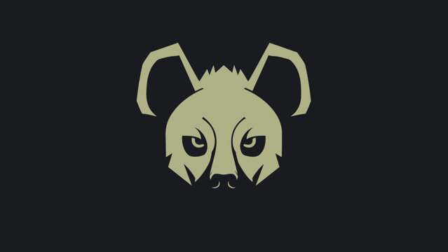 Stylized illustration of a hyena head with large ears and intense eyes.