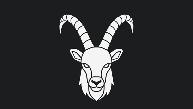 Stylized illustration of a majestic ibex head with large curved horns.