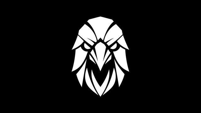 Stylized White Eagle Head Emblem on Black Background.