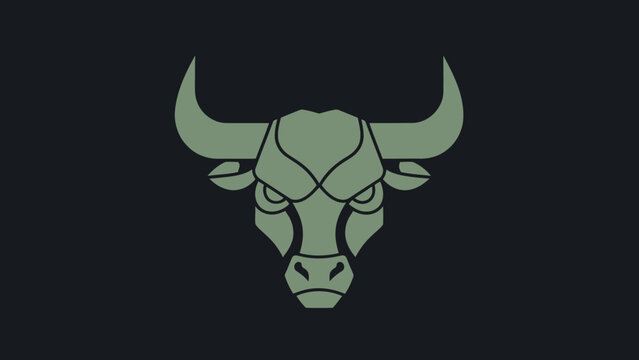 Stylized Illustration of a Fierce Bull Head with Intense Eyes.