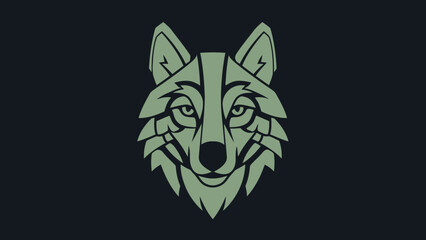 Fototapeta premium Stylized Wolf Head Emblem with Intricate Geometric Patterns.