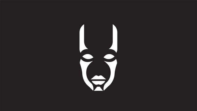 Stylized Tribal Mask with Horns and Intense Eyes.