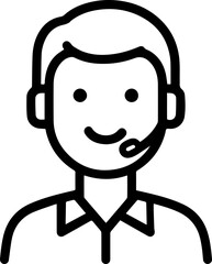 Obraz premium Hand Drawn Male Customer Service Agent Black and White Avatar Illustration in Minimal Line Art Style Design