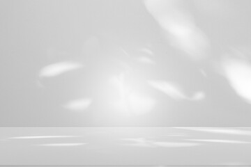 Wall interior background, studio and backdrops show products.with shadow from window color white and grey. background for text insertion and presentation product 