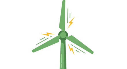 Green wind turbine generating clean energy with lightning bolt symbols © Sapi