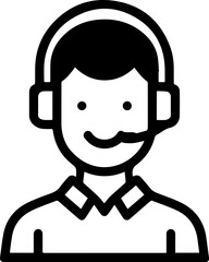 Obraz premium Hand Drawn Male Customer Service Agent Black and White Avatar Illustration in Minimal Line Art Style Design
