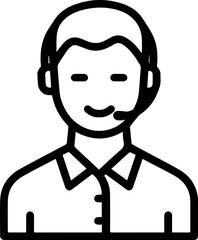 Obraz premium Hand Drawn Male Customer Service Agent Black and White Avatar Illustration in Minimal Line Art Style Design