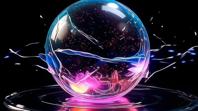 Embracing a dynamic rhythm, the glowing vitamin orb melts and reforms through sharp, crystalline edges that emerge briefly before dissolving, pulsating with vibrant colors that shimmer