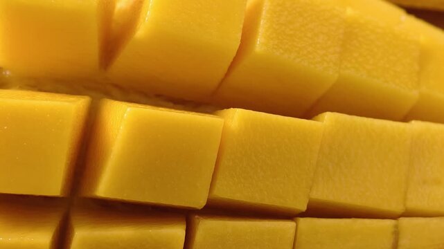 Fresh mango diced into squares