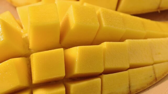 Fresh mango diced into squares