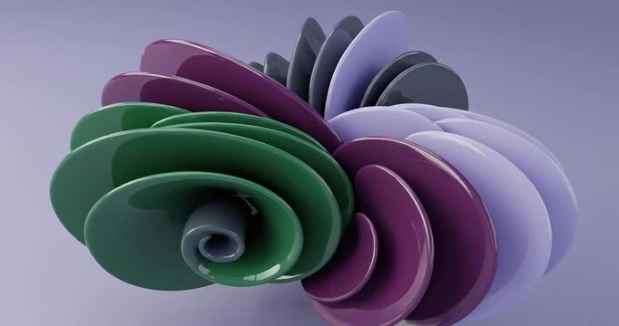 Abstract colorful shapes interlocking in a dynamic arrangement against a soft gradient background