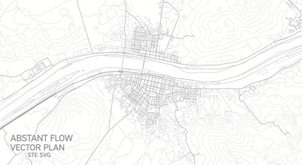 Fototapeta premium Abstract City Map Vector Plan - Urban Grid, River, Roads, Buildings