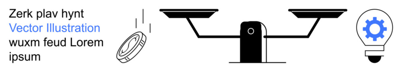 Justice, innovation, decision-making, entrepreneurship, economy, technology. A balance scale, gear in a light bulb and a coin. Justice and innovation concept for fairness and creativity © robu_s