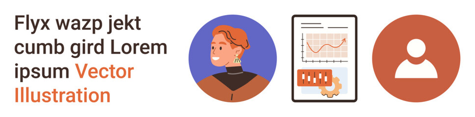 Business, analytics, user interface, corporate design, digital identity, data visualization. Graphic a profile portrait, analytics graph and user icon. Business and analytics concept © robu_s