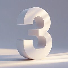 Fototapeta premium Modern Numerical Symbol 3, Three-Dimensional Abstract Geometry on Neutral Background.