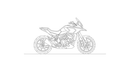 Obraz premium Motorcycle Outline Drawing, Adventure Bike Sketch, Sport Touring Motorcycle Line Art