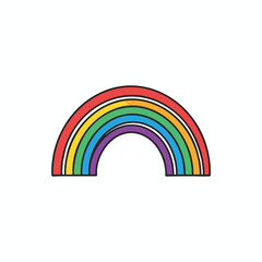 Fototapeta premium Simple, bold rainbow arc in bright colors with a dark outline